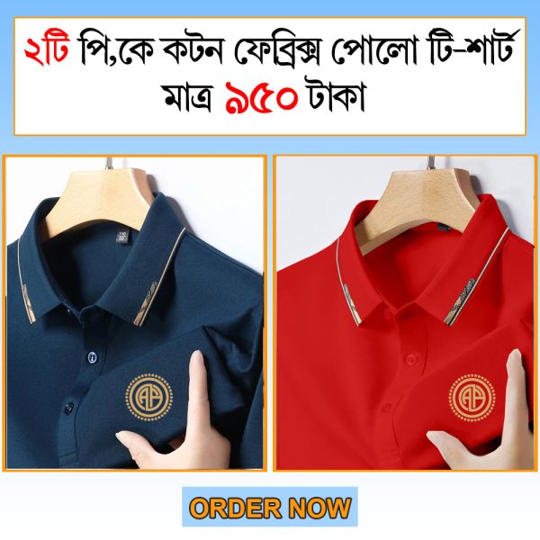 2pis Combo Pk Cotton Febric Polo T-shirt For Men(N-L)