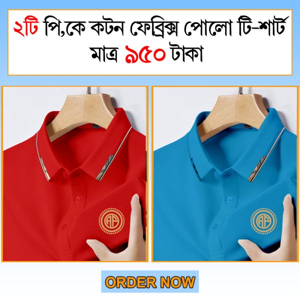 2pis Combo Pk Cotton Febric Polo T-shirt For Men(L-F)