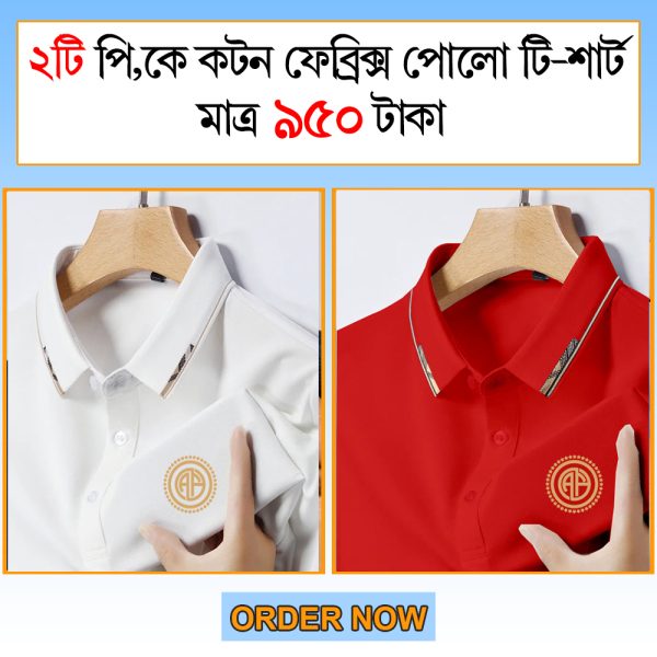 2pis Combo Pk Cotton Febric Polo T-shirt For Men (S-L)